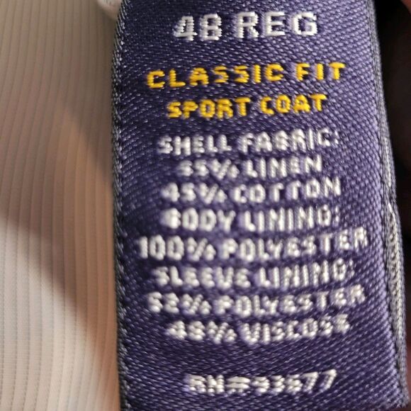 NWT Stafford Blazer Mens 48R Beige Linen Blend Classic Fit Sportscoat - Picture 14 of 15